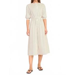 STAUD | Dresses | New Staud Cafu Micro Stripe Dress In Ivorydark Oak |  Poshmark